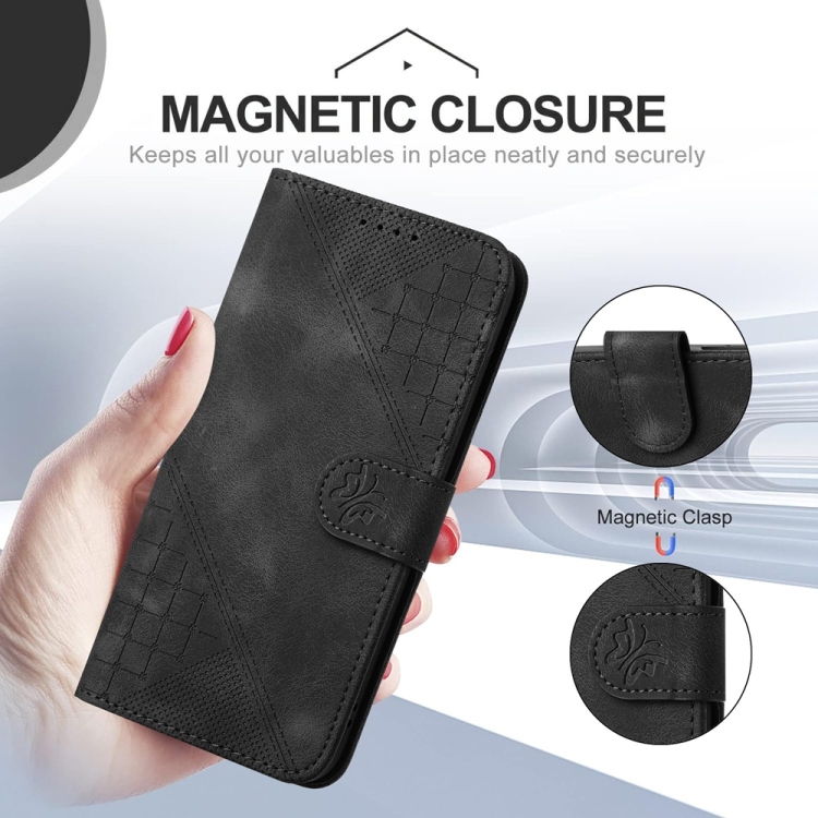 For Samsung Galaxy S25 Ultra 5G YX0080 Grid Butterfly Embossed Pattern Flip Leather Phone Case with Lanyard(Black) For Samsung Galaxy S25 Ultra 5G YX0080 Grid Butterfly Embossed Pattern Flip Leather Phone Case with Lanyard(Black)