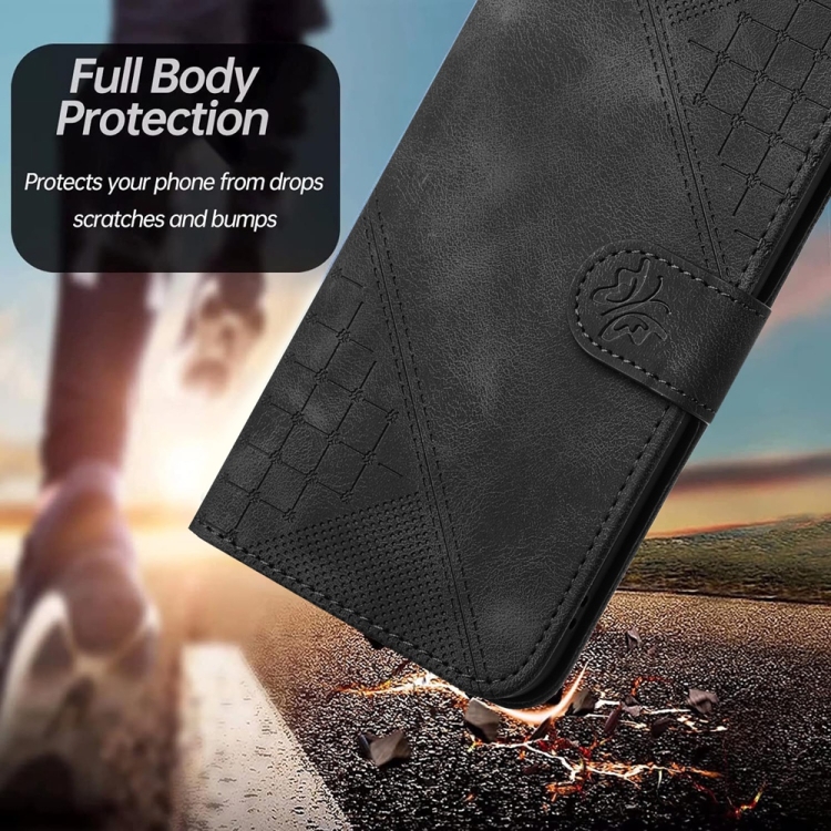 For Samsung Galaxy S25 Ultra 5G YX0080 Grid Butterfly Embossed Pattern Flip Leather Phone Case with Lanyard(Black) For Samsung Galaxy S25 Ultra 5G YX0080 Grid Butterfly Embossed Pattern Flip Leather Phone Case with Lanyard(Black)