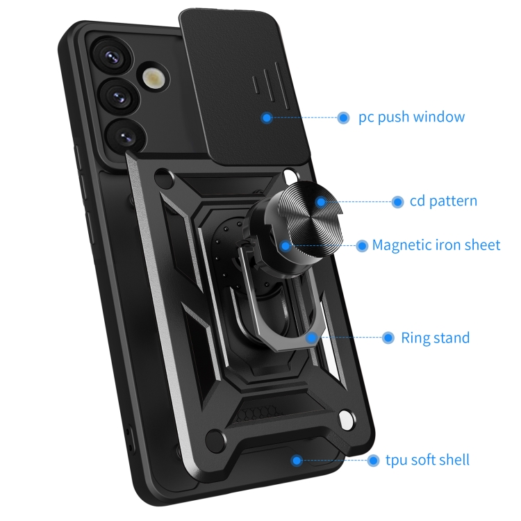 For Samsung Galaxy S25+ 5G Sliding Camera Cover Design TPU+PC Phone Case(Green)