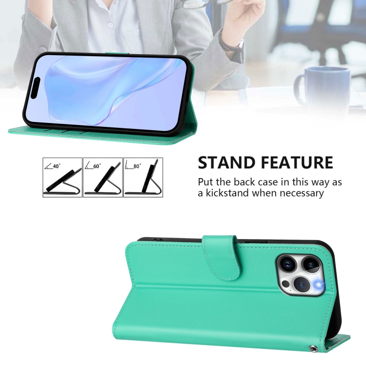 For iPhone 12 Pro Max Skin Feel Solid Color Leather Phone Case with Lanyard(Green) For iPhone 12 Pro Max Skin Feel Solid Color Leather Phone Case with Lanyard(Green)