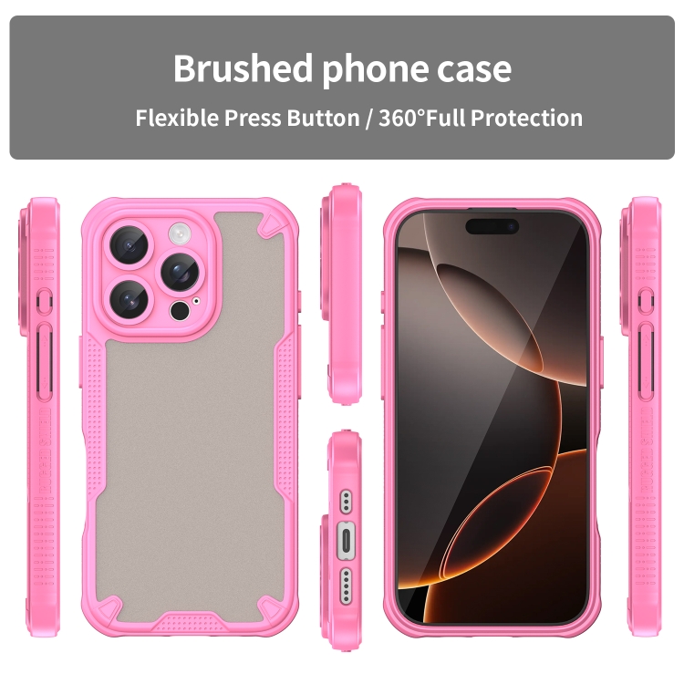 For iPhone 16 Pro Max Armor Glaze PC Hybrid TPU Phone Case(Pink) For iPhone 16 Pro Max Armor Glaze PC Hybrid TPU Phone Case(Pink)