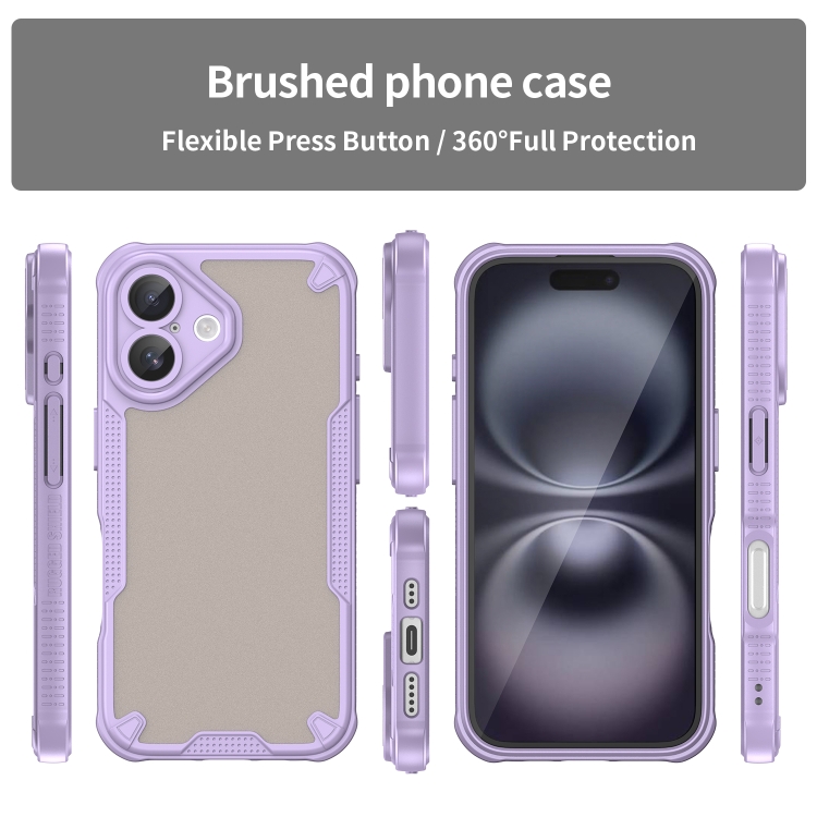 For iPhone 16 Armor Glaze PC Hybrid TPU Phone Case(Purple) For iPhone 16 Armor Glaze PC Hybrid TPU Phone Case(Purple)