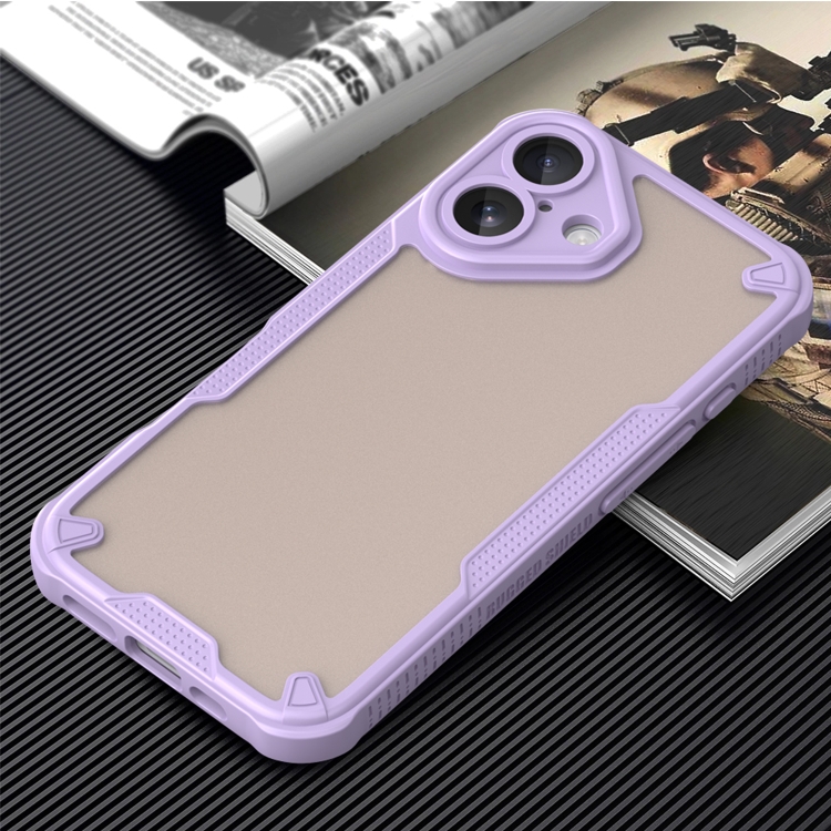 For iPhone 16 Armor Glaze PC Hybrid TPU Phone Case(Purple) For iPhone 16 Armor Glaze PC Hybrid TPU Phone Case(Purple)