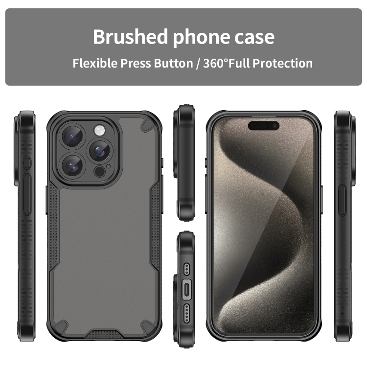 For iPhone 15 Pro Armor Glaze PC Hybrid TPU Phone Case(Black) For iPhone 15 Pro Armor Glaze PC Hybrid TPU Phone Case(Black)