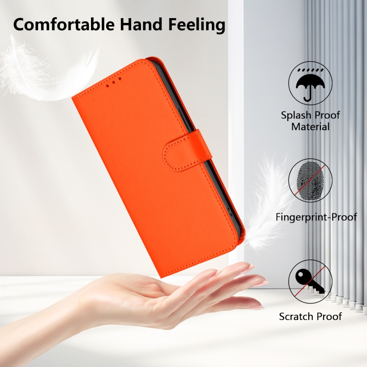 For Samsung Galaxy S25+ 5G Skin Feel Solid Color Leather Phone Case with Lanyard(Orange) For Samsung Galaxy S25+ 5G Skin Feel Solid Color Leather Phone Case with Lanyard(Orange)