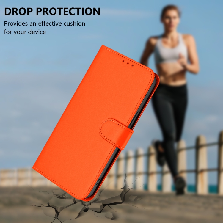 For Samsung Galaxy S25+ 5G Skin Feel Solid Color Leather Phone Case with Lanyard(Orange) For Samsung Galaxy S25+ 5G Skin Feel Solid Color Leather Phone Case with Lanyard(Orange)