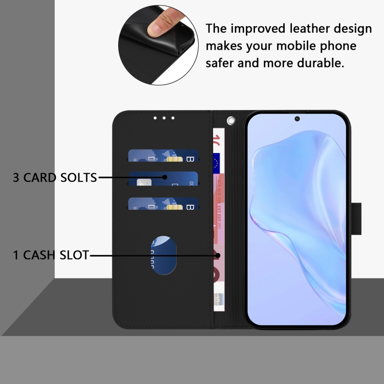 For Samsung Galaxy S24 FE 5G Skin Feel Solid Color Leather Phone Case with Lanyard(Black) For Samsung Galaxy S24 FE 5G Skin Feel Solid Color Leather Phone Case with Lanyard(Black)