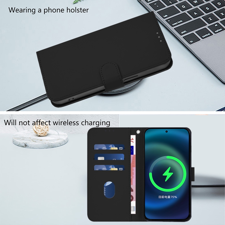 For Samsung Galaxy S24 FE 5G Skin Feel Solid Color Leather Phone Case with Lanyard(Black) For Samsung Galaxy S24 FE 5G Skin Feel Solid Color Leather Phone Case with Lanyard(Black)