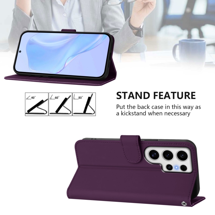 For Samsung Galaxy S24 Ultra 5G Skin Feel Solid Color Leather Phone Case with Lanyard(Violet) For Samsung Galaxy S24 Ultra 5G Skin Feel Solid Color Leather Phone Case with Lanyard(Violet)