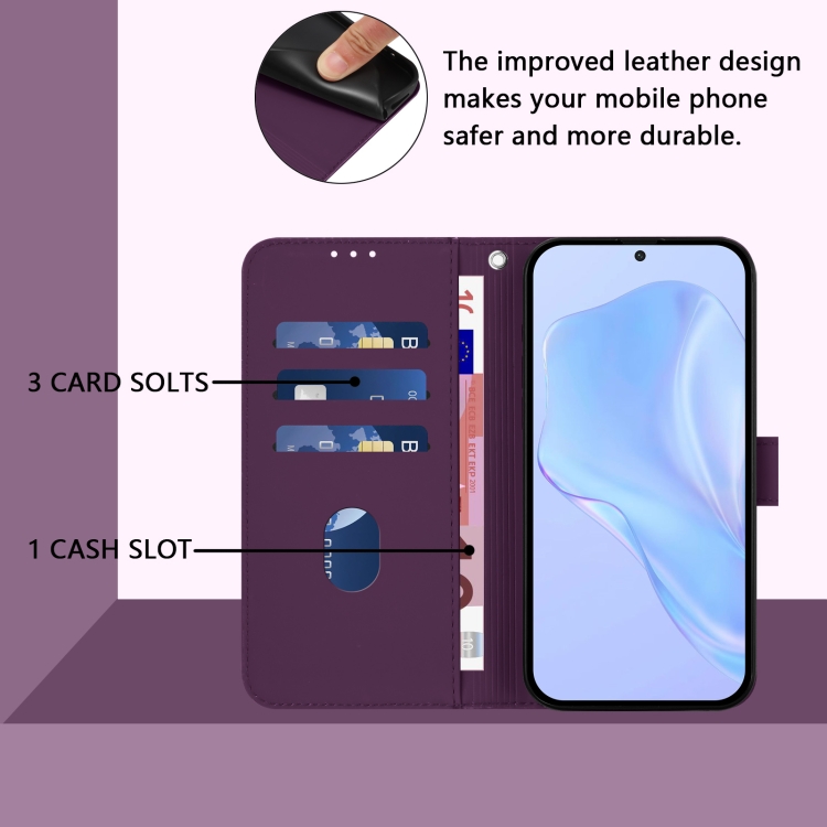 For Samsung Galaxy S24 Ultra 5G Skin Feel Solid Color Leather Phone Case with Lanyard(Violet) For Samsung Galaxy S24 Ultra 5G Skin Feel Solid Color Leather Phone Case with Lanyard(Violet)