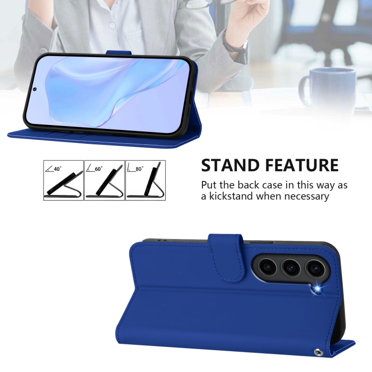 For Samsung Galaxy S23+ 5G Skin Feel Solid Color Leather Phone Case with Lanyard(Dark Blue) For Samsung Galaxy S23+ 5G Skin Feel Solid Color Leather Phone Case with Lanyard(Dark Blue)