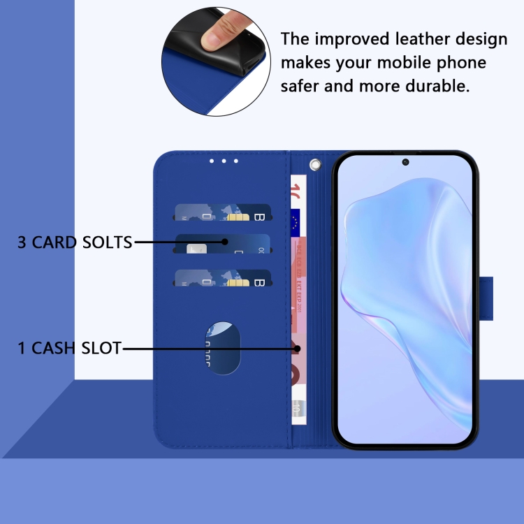 For Samsung Galaxy S23+ 5G Skin Feel Solid Color Leather Phone Case with Lanyard(Dark Blue) For Samsung Galaxy S23+ 5G Skin Feel Solid Color Leather Phone Case with Lanyard(Dark Blue)