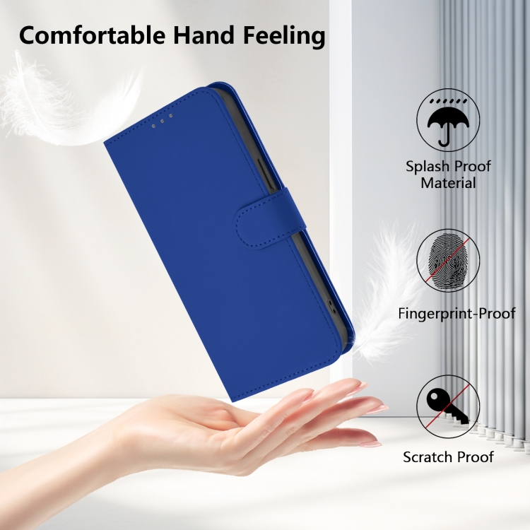 For Samsung Galaxy S23+ 5G Skin Feel Solid Color Leather Phone Case with Lanyard(Dark Blue) For Samsung Galaxy S23+ 5G Skin Feel Solid Color Leather Phone Case with Lanyard(Dark Blue)