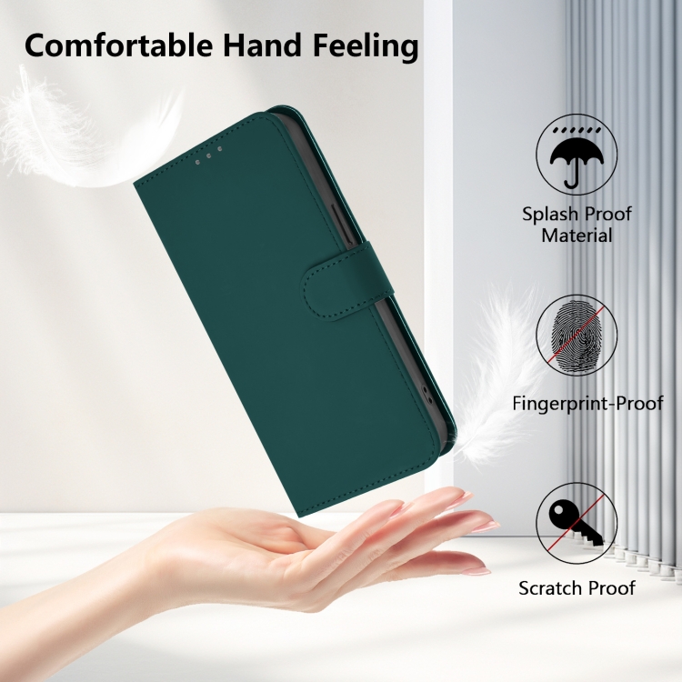 For Samsung Galaxy S22 Ultra 5G Skin Feel Solid Color Leather Phone Case with Lanyard(Dark Green) For Samsung Galaxy S22 Ultra 5G Skin Feel Solid Color Leather Phone Case with Lanyard(Dark Green)