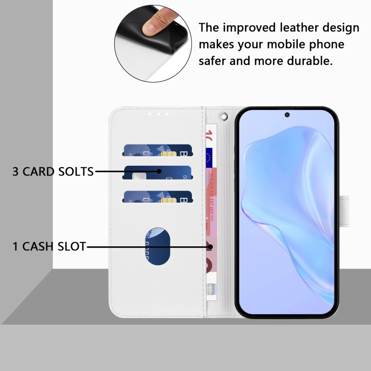 For Samsung Galaxy S21 5G Skin Feel Solid Color Leather Phone Case with Lanyard(White) For Samsung Galaxy S21 5G Skin Feel Solid Color Leather Phone Case with Lanyard(White)