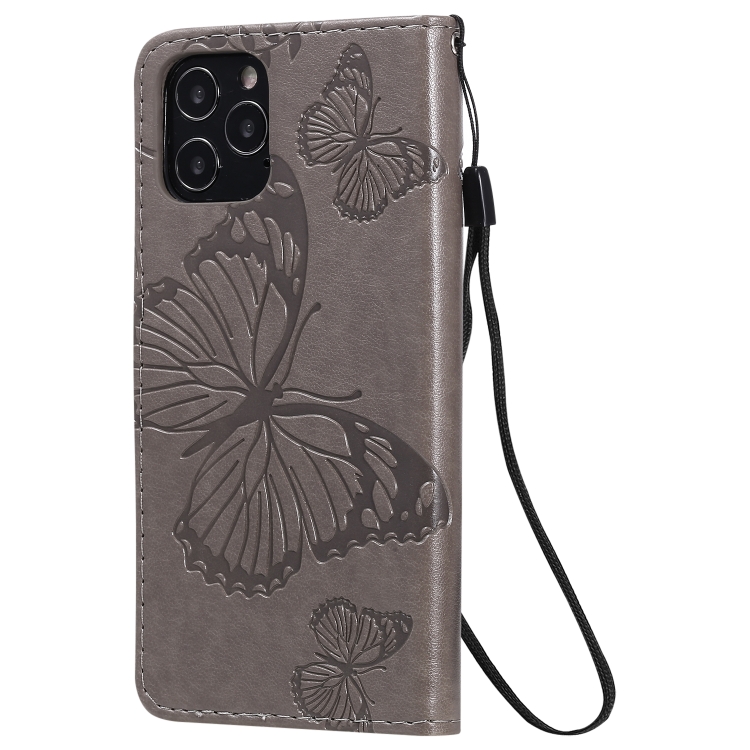 For iPhone 12 / 12 Pro 3D Butterfly Embossed Pattern Horizontal Flip Leather Case with Holder & Card Slot & Wallet & Lanyard(Grey) For iPhone 12 / 12 Pro 3D Butterfly Embossed Pattern Horizontal Flip Leather Case with Holder & Card Slot & Wallet & Lanyard(Grey)