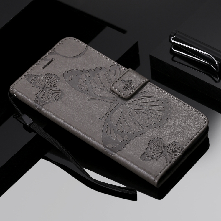 For iPhone 12 / 12 Pro 3D Butterfly Embossed Pattern Horizontal Flip Leather Case with Holder & Card Slot & Wallet & Lanyard(Grey) For iPhone 12 / 12 Pro 3D Butterfly Embossed Pattern Horizontal Flip Leather Case with Holder & Card Slot & Wallet & Lanyard(Grey)