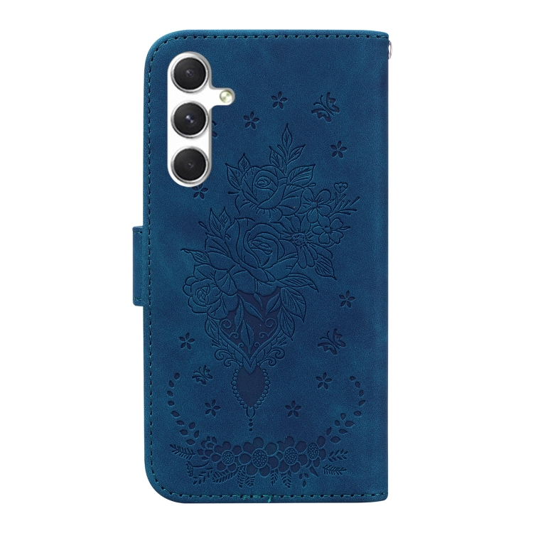 For Samsung Galaxy S25 5G Butterfly Rose Embossed Leather Phone Case(Blue) For Samsung Galaxy S25 5G Butterfly Rose Embossed Leather Phone Case(Blue)