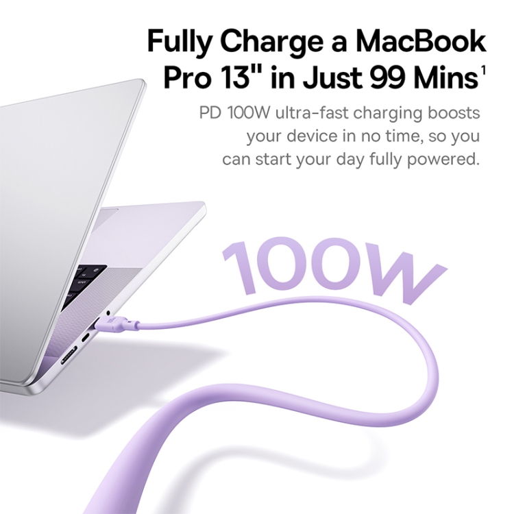 Câble de charge rapide USB-C / Type-C vers double Type-C Baseus Silky Series 1,5 m 100 W (violet nébuleux) - 3