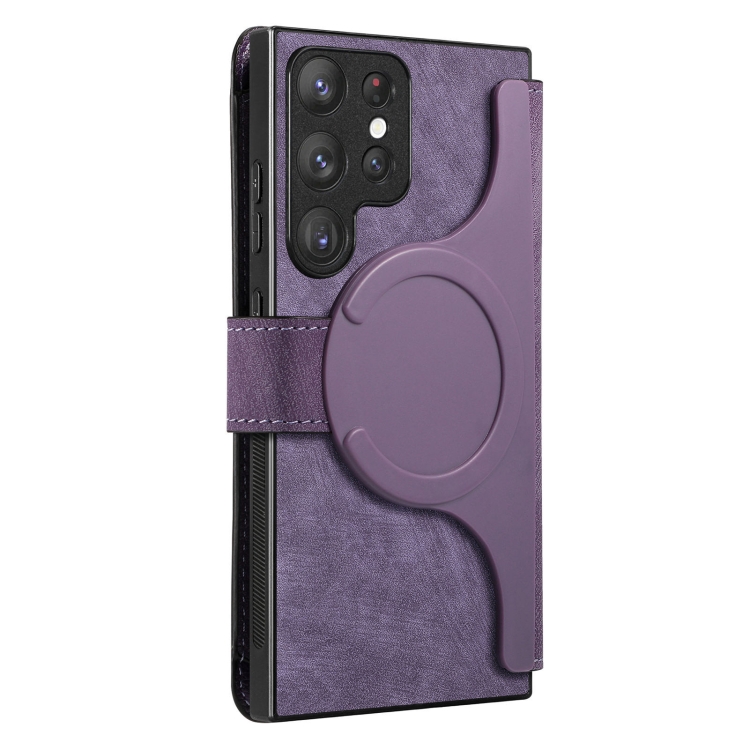 For Samsung Galaxy S22 Ultra 5G CaseNeo MagSafe RFID Anti-theft Retro Leather Phone Case(Purple) For Samsung Galaxy S22 Ultra 5G CaseNeo MagSafe RFID Anti-theft Retro Leather Phone Case(Purple)