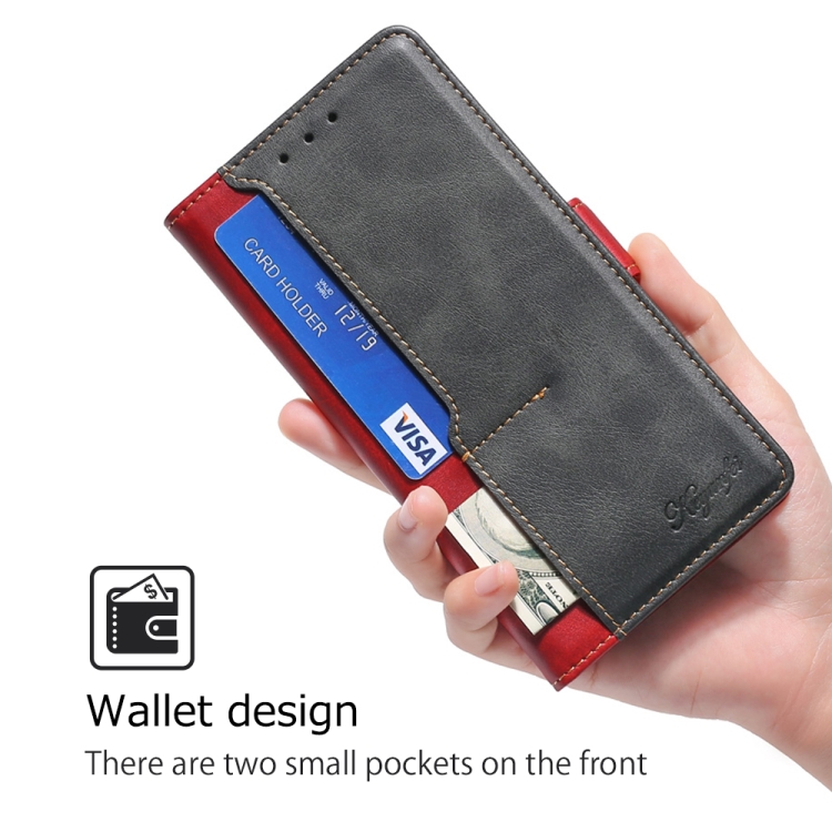 For iPhone 16 Pro Contrast Color Side Buckle Leather Phone Case(Red + Black) For iPhone 16 Pro Contrast Color Side Buckle Leather Phone Case(Red + Black)