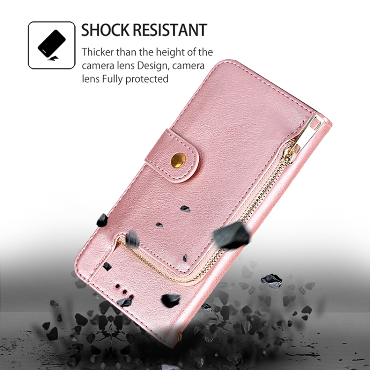 For iPhone 16 Zipper Bag Leather Phone Case(Rose Gold) For iPhone 16 Zipper Bag Leather Phone Case(Rose Gold)