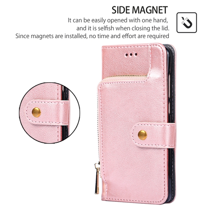 For iPhone 16 Zipper Bag Leather Phone Case(Rose Gold) For iPhone 16 Zipper Bag Leather Phone Case(Rose Gold)