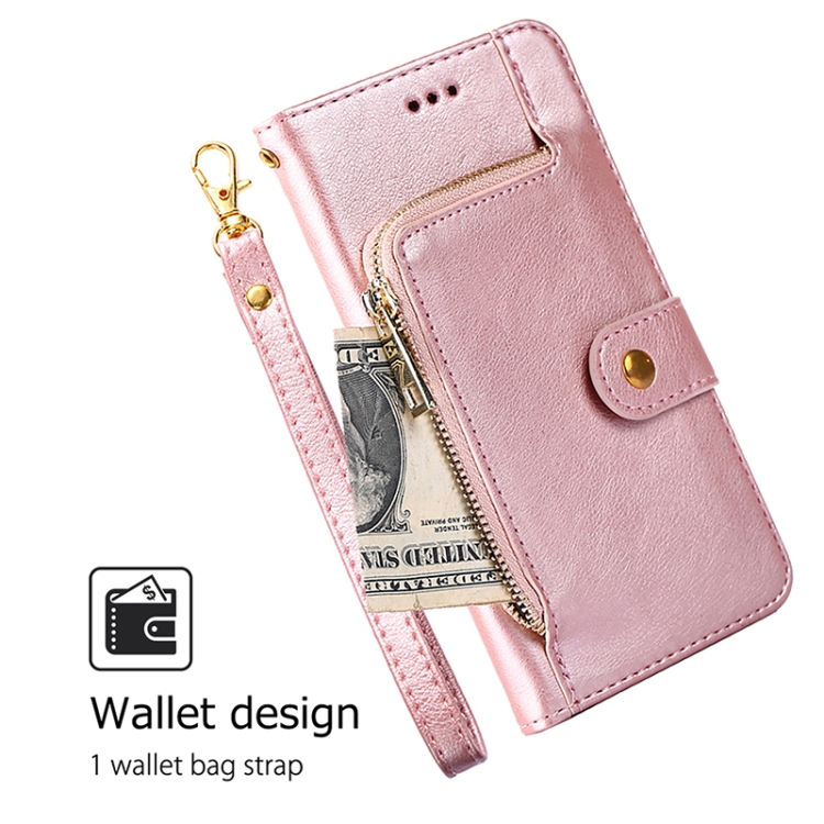 For iPhone 16 Zipper Bag Leather Phone Case(Rose Gold) For iPhone 16 Zipper Bag Leather Phone Case(Rose Gold)