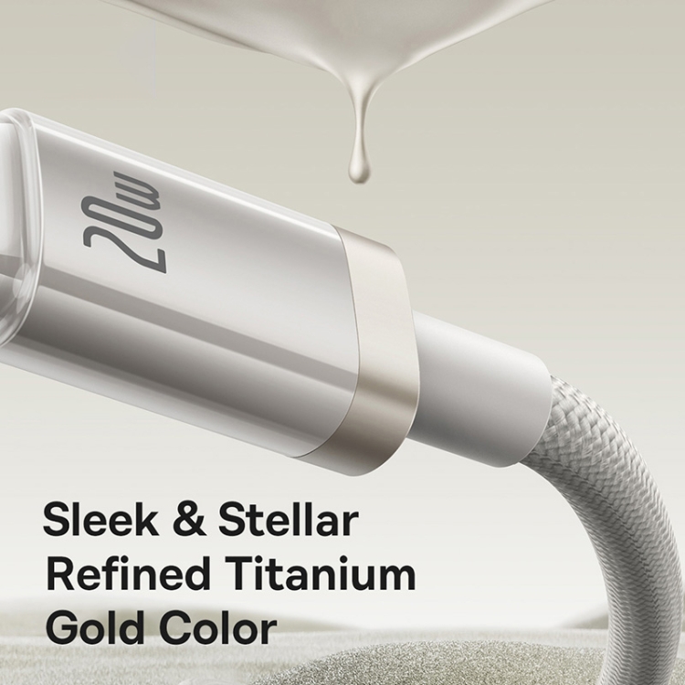 Baseus Titanium Alloy Series 20W USB-C / Type-C to 8 Pin Fast Charging Cable, Length:1m(Gold) Baseus Titanium Alloy Series 20W USB-C / Type-C to 8 Pin Fast Charging Cable, Length:1m(Gold)