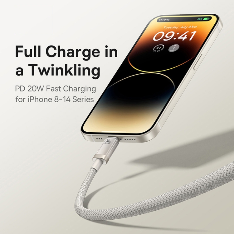 Baseus Titanium Alloy Series 20W USB-C / Type-C to 8 Pin Fast Charging Cable, Length:1m(Gold) Baseus Titanium Alloy Series 20W USB-C / Type-C to 8 Pin Fast Charging Cable, Length:1m(Gold)