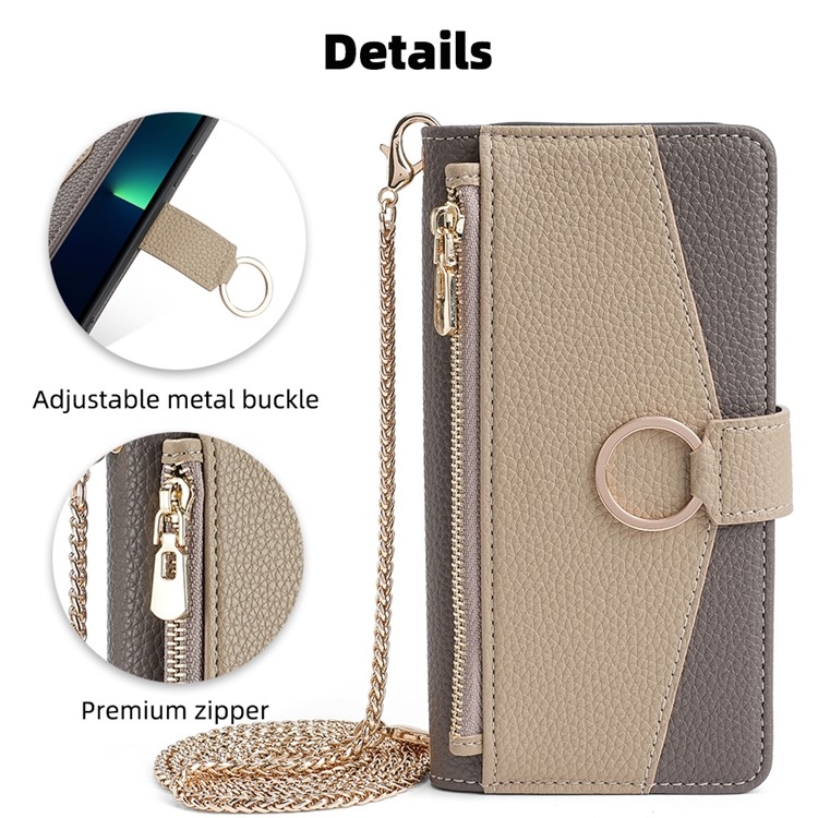 For iPhone 16 Plus Crossbody Litchi Texture Leather Phone Case(Grey) For iPhone 16 Plus Crossbody Litchi Texture Leather Phone Case(Grey)