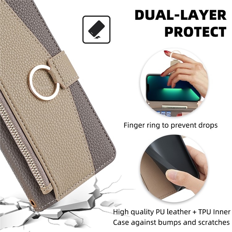 For iPhone 16 Plus Crossbody Litchi Texture Leather Phone Case(Grey) For iPhone 16 Plus Crossbody Litchi Texture Leather Phone Case(Grey)