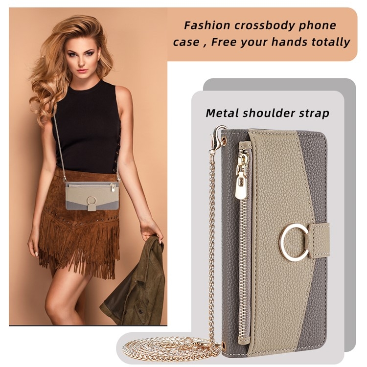 For iPhone 16 Plus Crossbody Litchi Texture Leather Phone Case(Grey) For iPhone 16 Plus Crossbody Litchi Texture Leather Phone Case(Grey)