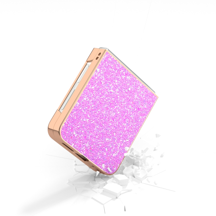 For Samsung Galaxy Z Flip6 Electroplating Frame Colorful Glitter Phone Case(Dark Pink)