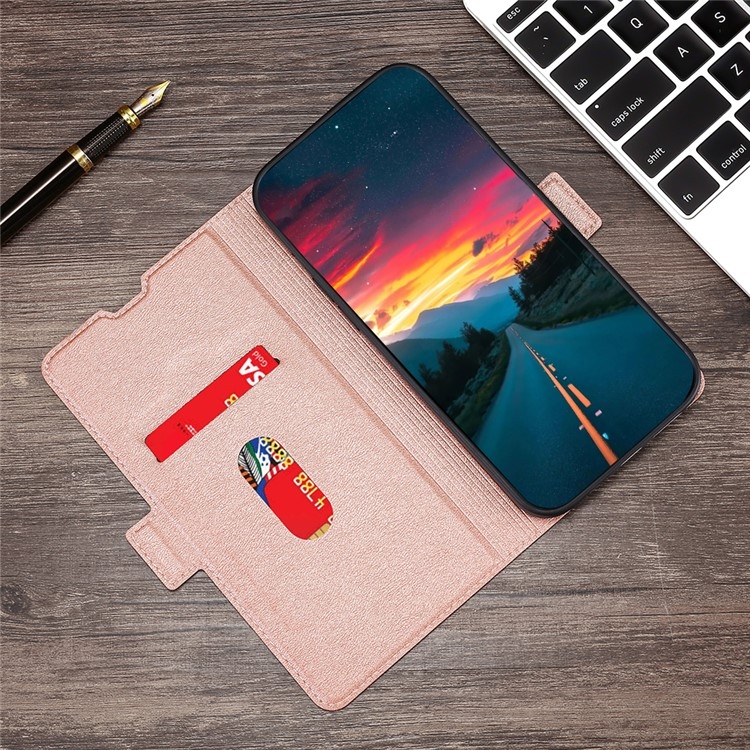 For iPhone 16 Plus Ultra-thin Voltage Side Buckle Horizontal Flip Leather Phone Case(Rose Gold) For iPhone 16 Plus Ultra-thin Voltage Side Buckle Horizontal Flip Leather Phone Case(Rose Gold)