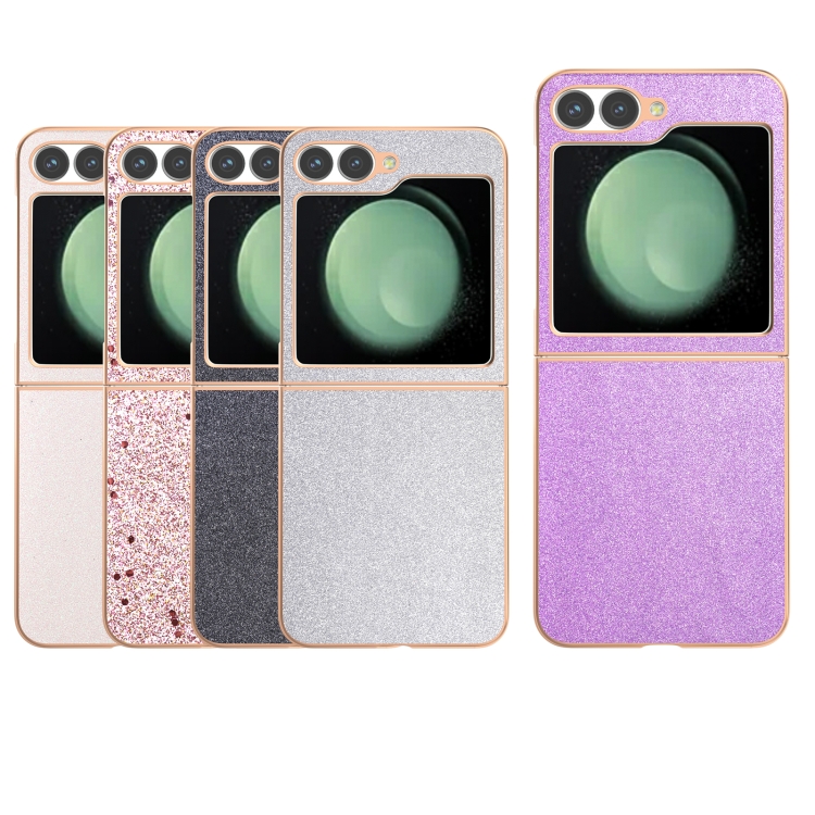 For Samsung Galaxy Z Flip6 Electroplating Frame Glitter Shockproof Phone Case(White)