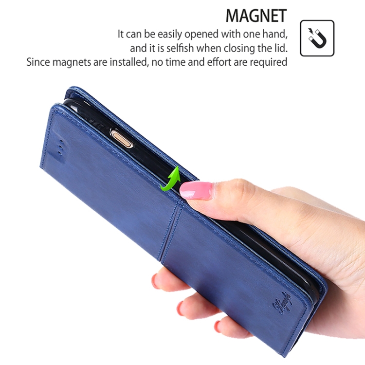 For iPhone 16 Cow Texture Magnetic Leather Phone Case(Blue) For iPhone 16 Cow Texture Magnetic Leather Phone Case(Blue)