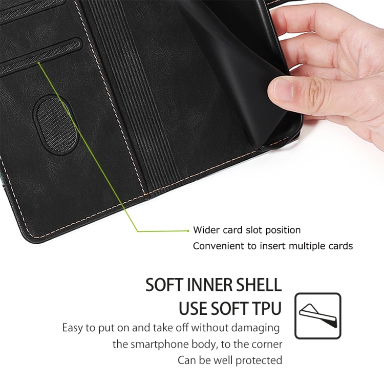 For iPhone 16 Plus Skin Feel Magnetic Buckle Leather Phone Case(Black) For iPhone 16 Plus Skin Feel Magnetic Buckle Leather Phone Case(Black)