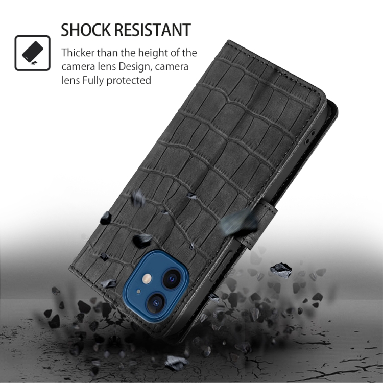 For iPhone 16 Plus Skin Feel Crocodile Magnetic Clasp Leather Phone Case(Black) For iPhone 16 Plus Skin Feel Crocodile Magnetic Clasp Leather Phone Case(Black)