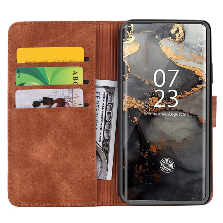 For Samsung Galaxy S24 Ultra 5G Mandala Embossed Dual-Fold Calf Leather Phone Case(Brown) For Samsung Galaxy S24 Ultra 5G Mandala Embossed Dual-Fold Calf Leather Phone Case(Brown)