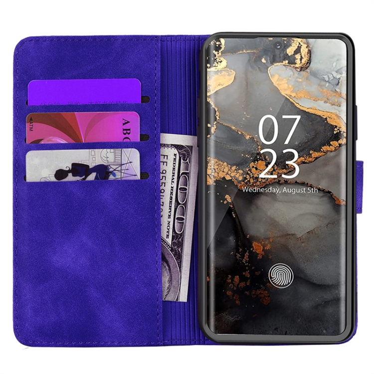 For Samsung Galaxy S23 Ultra 5G Mandala Embossed Dual-Fold Calf Leather Phone Case(Purple) For Samsung Galaxy S23 Ultra 5G Mandala Embossed Dual-Fold Calf Leather Phone Case(Purple)