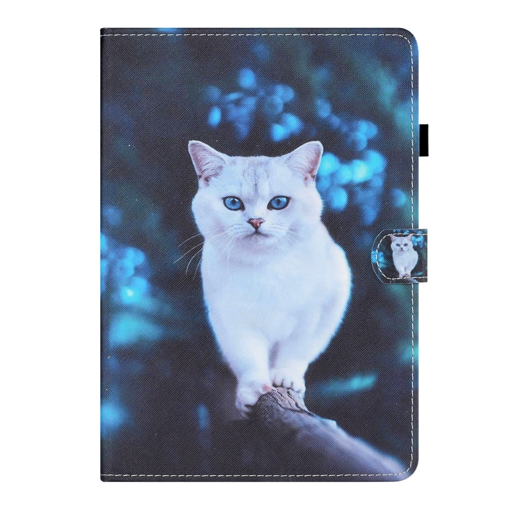 For iPad 10.2 / Pro 10.5 inch Colored Drawing Stitching Horizontal Flip Leather Case with Holder & Card Slots & Sleep / Wake-up Function(Blue Eyed White Cat) For iPad 10.2 / Pro 10.5 inch Colored Drawing Stitching Horizontal Flip Leather Case with Holder & Card Slots & Sleep / Wake-up Function(Blue Eyed White Cat)