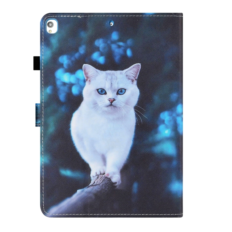 For iPad 10.2 / Pro 10.5 inch Colored Drawing Stitching Horizontal Flip Leather Case with Holder & Card Slots & Sleep / Wake-up Function(Blue Eyed White Cat) For iPad 10.2 / Pro 10.5 inch Colored Drawing Stitching Horizontal Flip Leather Case with Holder & Card Slots & Sleep / Wake-up Function(Blue Eyed White Cat)