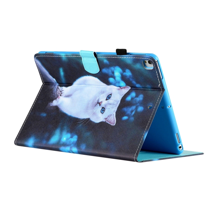 For iPad 10.2 / Pro 10.5 inch Colored Drawing Stitching Horizontal Flip Leather Case with Holder & Card Slots & Sleep / Wake-up Function(Blue Eyed White Cat) For iPad 10.2 / Pro 10.5 inch Colored Drawing Stitching Horizontal Flip Leather Case with Holder & Card Slots & Sleep / Wake-up Function(Blue Eyed White Cat)