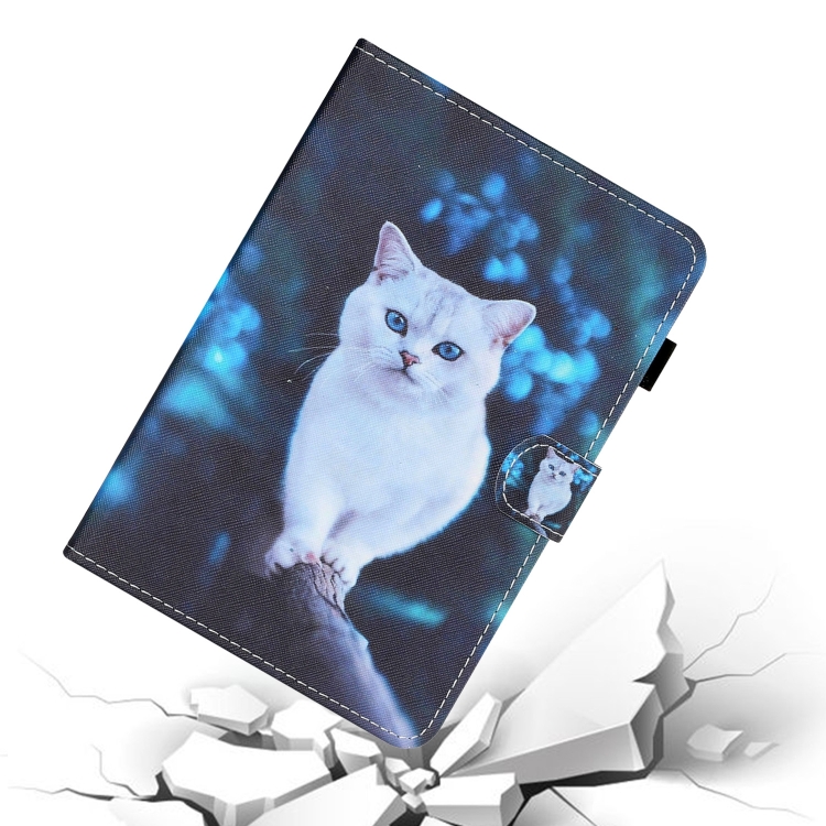 For iPad 10.2 / Pro 10.5 inch Colored Drawing Stitching Horizontal Flip Leather Case with Holder & Card Slots & Sleep / Wake-up Function(Blue Eyed White Cat) For iPad 10.2 / Pro 10.5 inch Colored Drawing Stitching Horizontal Flip Leather Case with Holder & Card Slots & Sleep / Wake-up Function(Blue Eyed White Cat)