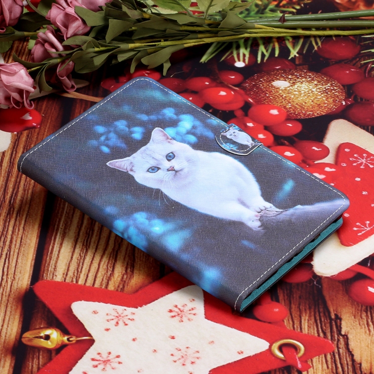 For iPad 10.2 / Pro 10.5 inch Colored Drawing Stitching Horizontal Flip Leather Case with Holder & Card Slots & Sleep / Wake-up Function(Blue Eyed White Cat) For iPad 10.2 / Pro 10.5 inch Colored Drawing Stitching Horizontal Flip Leather Case with Holder & Card Slots & Sleep / Wake-up Function(Blue Eyed White Cat)