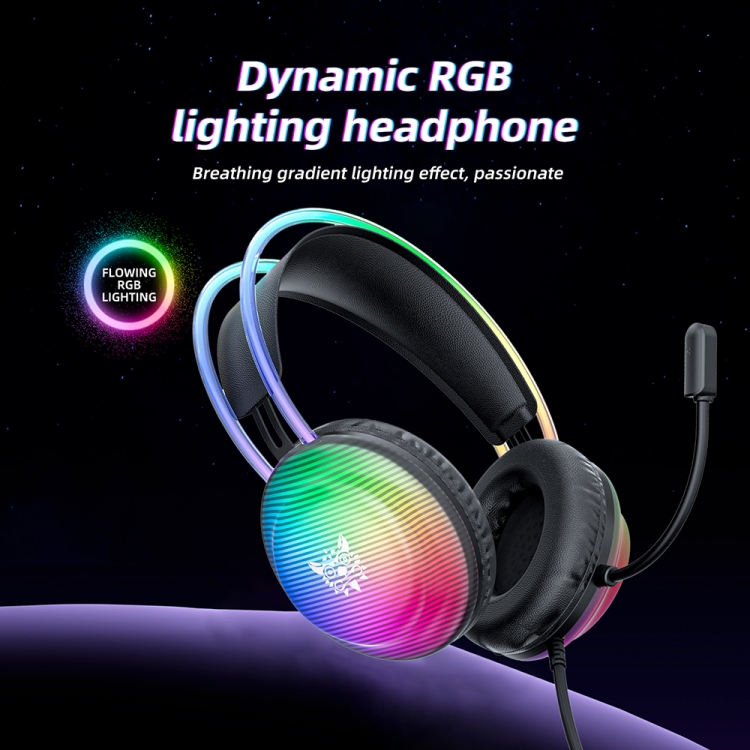 ONIKUMA X29 Head-mounted RGB Light Wired Gaming Headset, Cable Length: 2.2m(Black) - 2