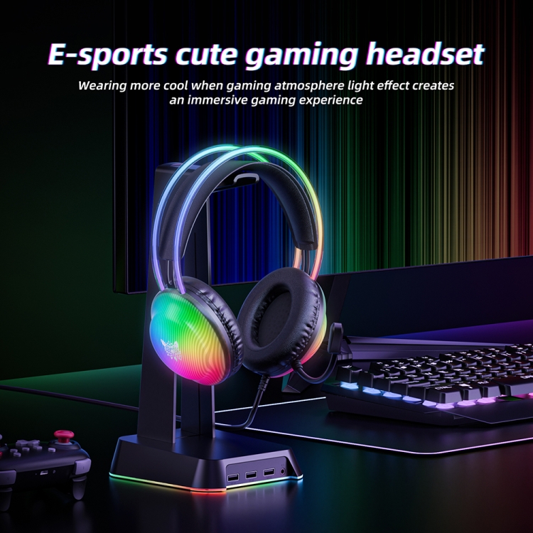 ONIKUMA X29 Head-mounted RGB Light Wired Gaming Headset, Cable Length: 2.2m(Black) - 7