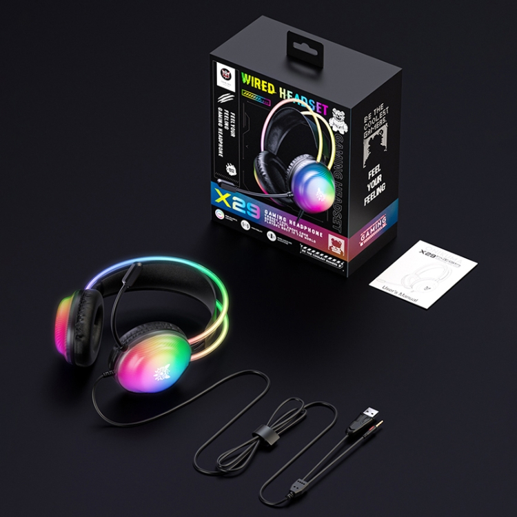 ONIKUMA X29 Head-mounted RGB Light Wired Gaming Headset, Cable Length: 2.2m(Black) - 8