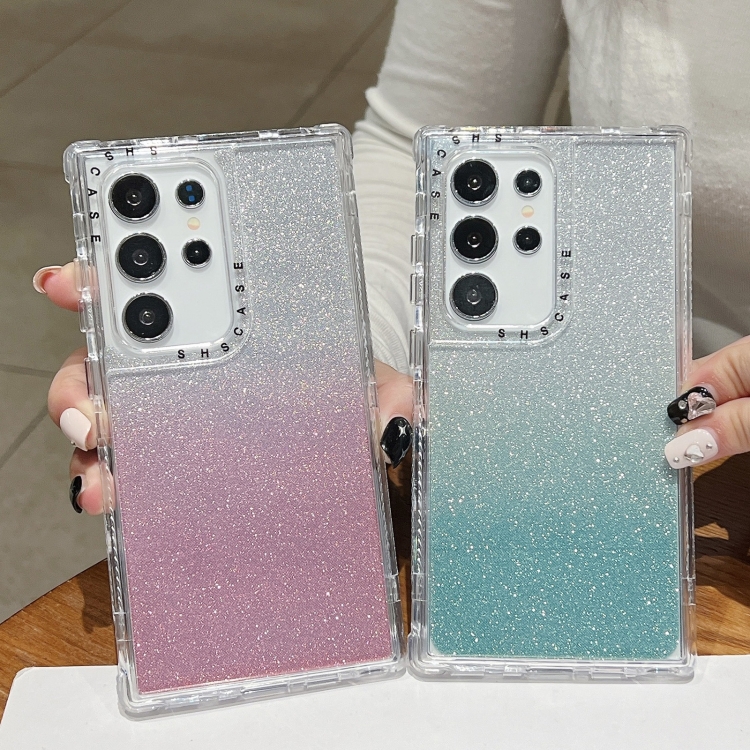 For Samsung Galaxy S24 Ultra 5G TPU + PC + Glitter Paper Full Coverage Phone Case(Purple) For Samsung Galaxy S24 Ultra 5G TPU + PC + Glitter Paper Full Coverage Phone Case(Purple)